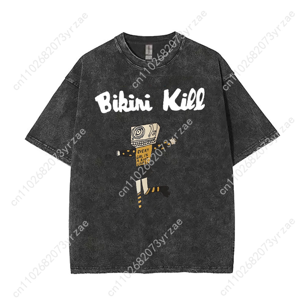 Linen Shirt Breathable - Bikini Kill Retro Wash Tshirt Man