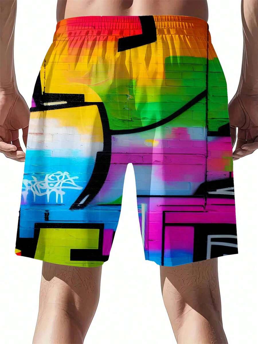 Mens Rainbow Graffiti Print Sw - Swim Trunk Quick Dry recensione e prezzo