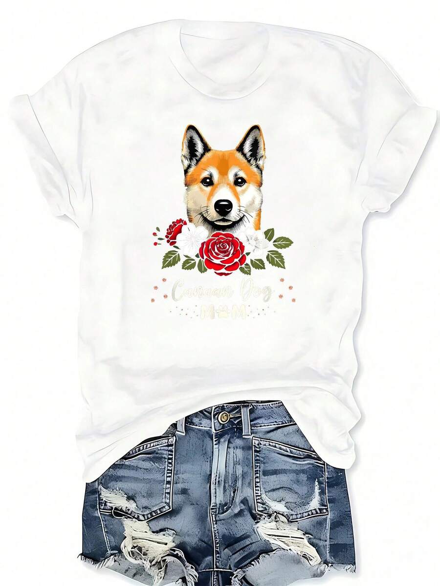 Canaan Dog Rose Floral Graphic - Tee Graphic Print recensione e prezzo