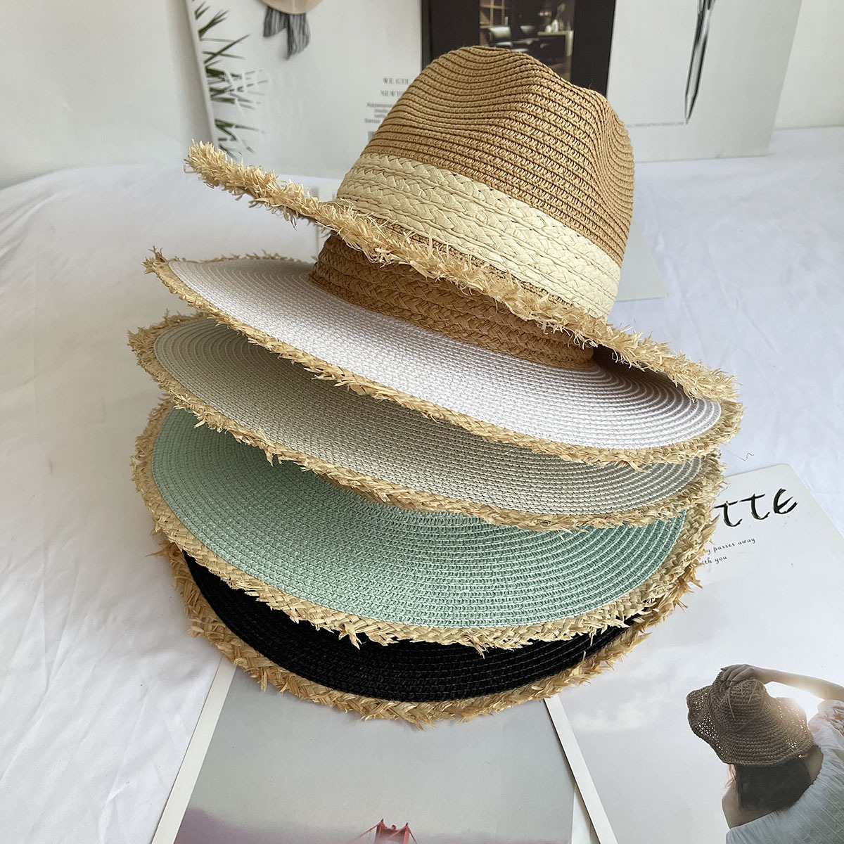 Fringed Brim Panama Hat Wide B - Bucket Hat Straw recensione e prezzo