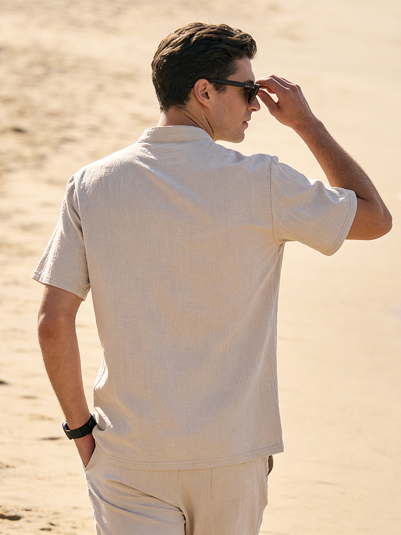 Men's Cotton Linen Henley Shir - Linen Shirt Breathable recensione e prezzo