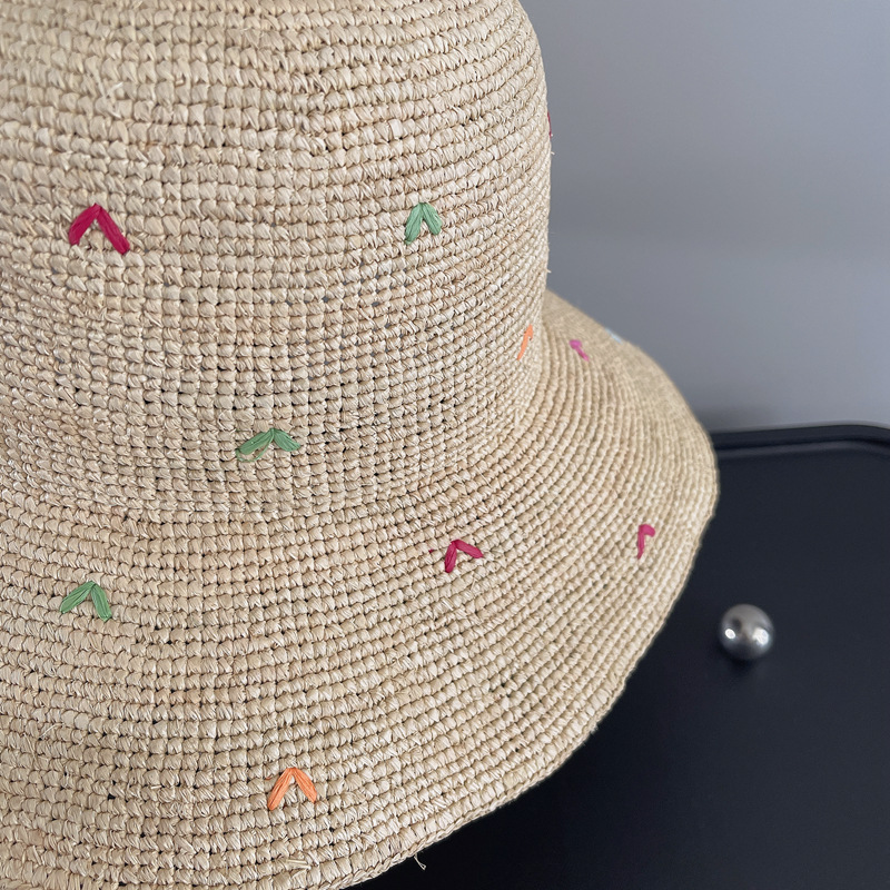 Women Embroidery Heart Raffia  - Bucket Hat Straw recensione e prezzo