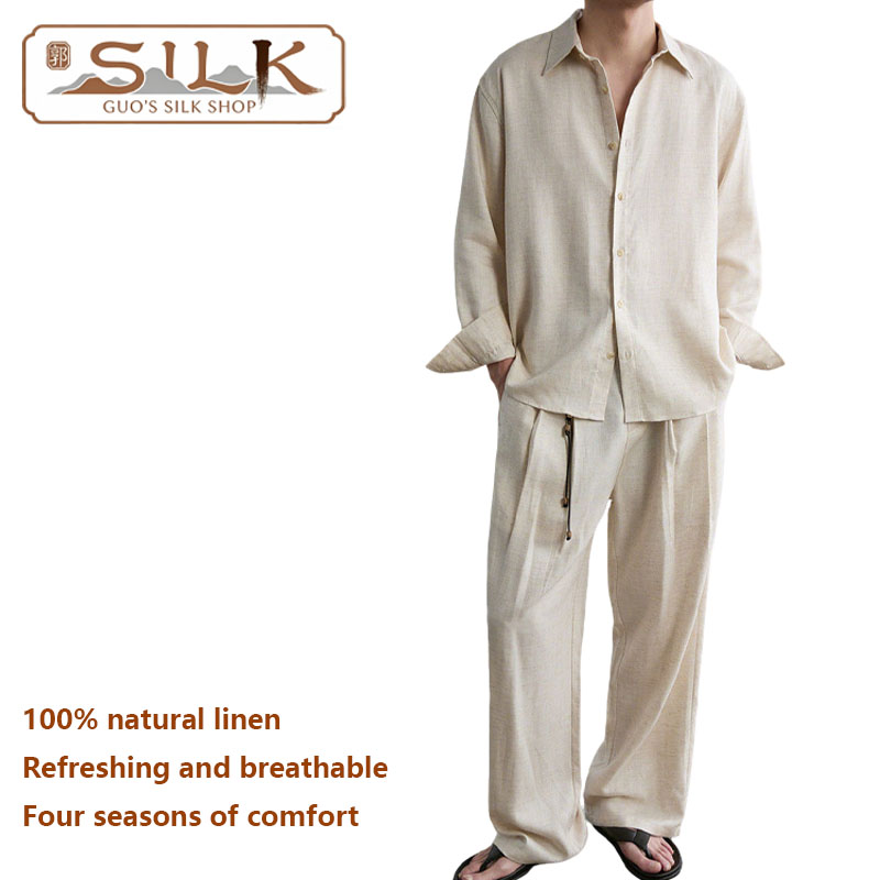 High-end Natural Linen Men's S - Linen Shirt Breathable recensione e prezzo