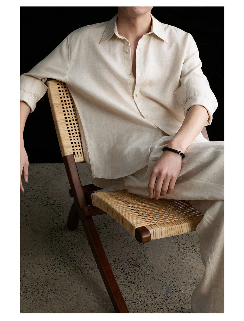 High-end Natural Linen Men's S - Linen Shirt Breathable recensione e prezzo