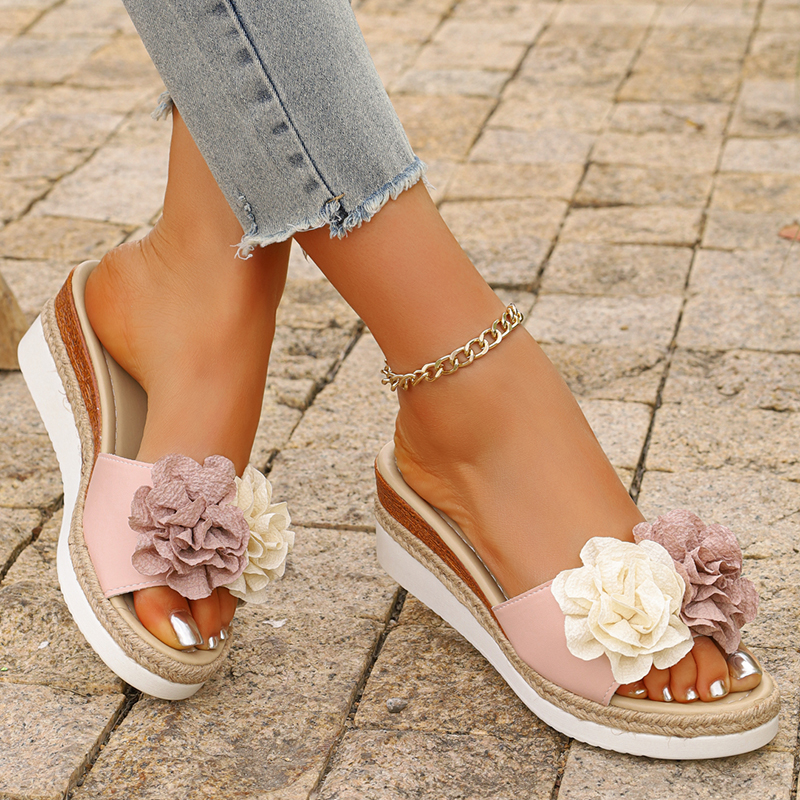 Women's Pink Flower Decor Plat - Espadrille Slip On recensione e prezzo
