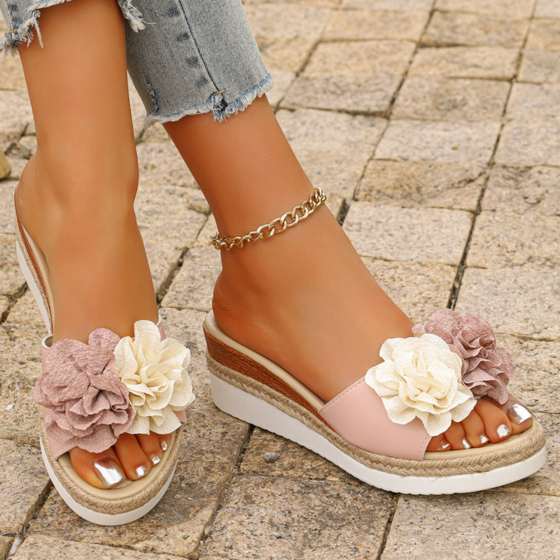 Women's Pink Flower Decor Plat - Espadrille Slip On recensione e prezzo