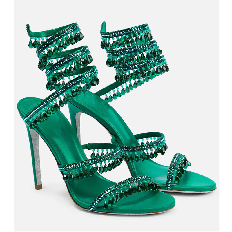 Sexy Green Crystal Fringe Stil - Casual Sandal Leather recensione e prezzo