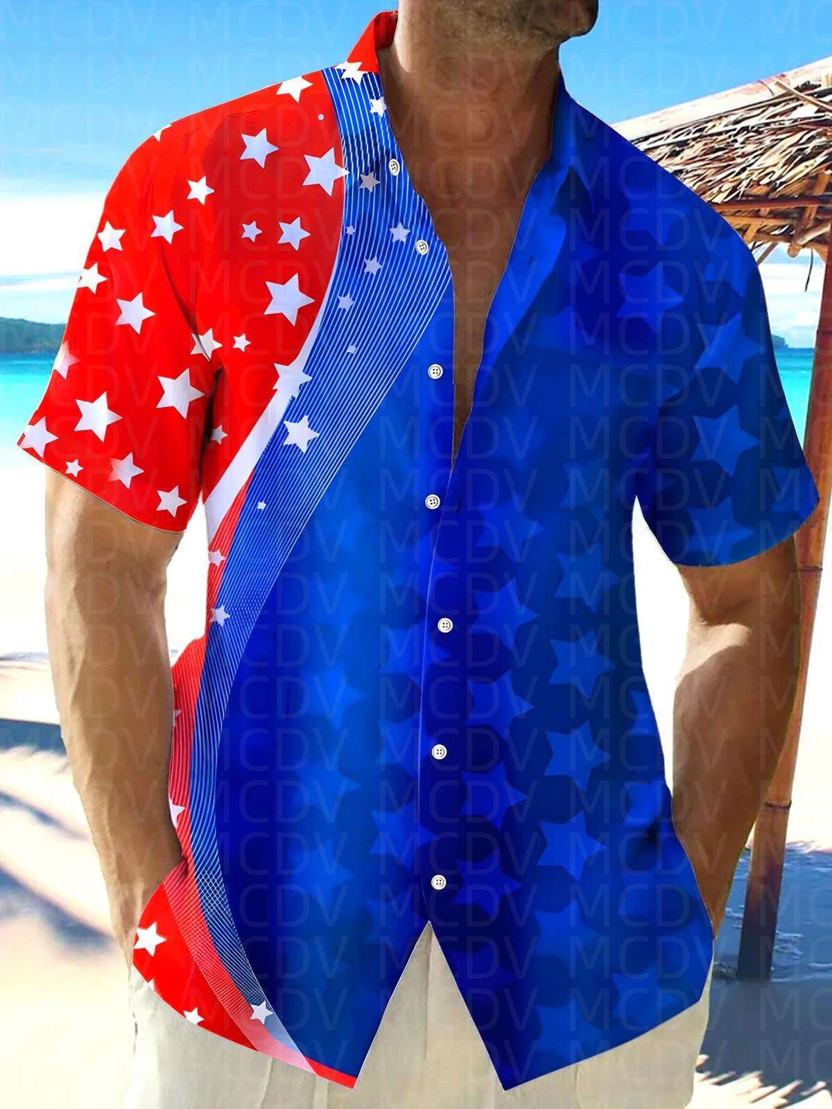 Star Pattern Style Men's Hawai - Shirt Camp Collar recensione e prezzo