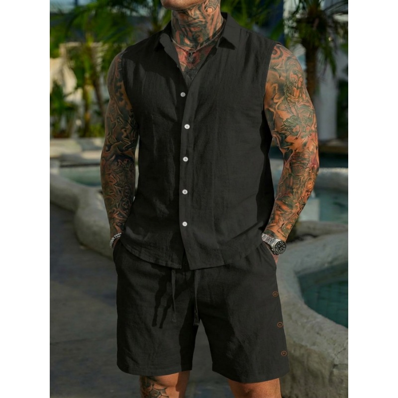 Men's 2 Piece Linen Textured S - Short Linen Drawstring recensione e prezzo