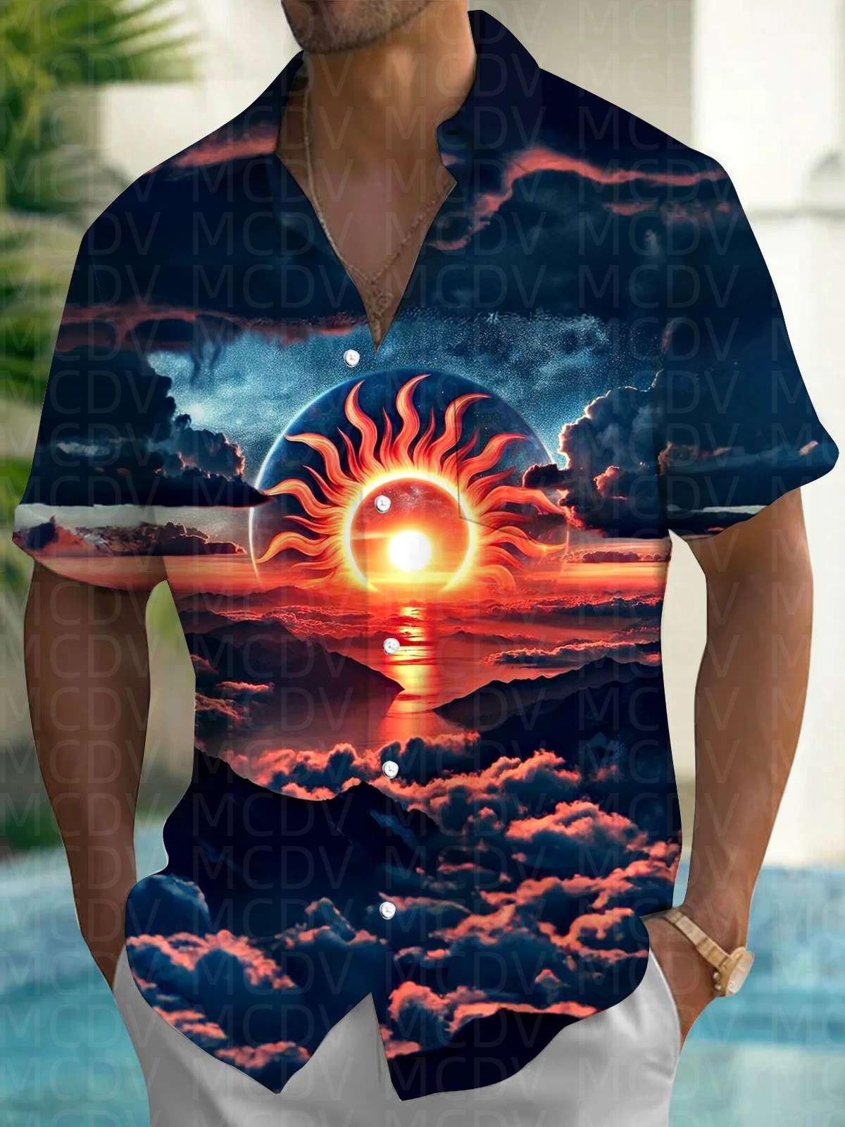 Sun Pattern Style Men's Hawaii - Shirt Camp Collar recensione e prezzo