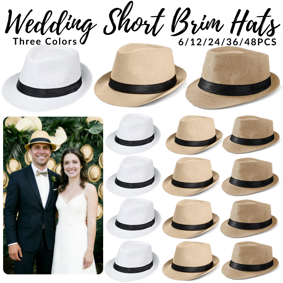 6-48PACK Wedding Straw Fedora  - Bucket Hat Straw recensione e prezzo