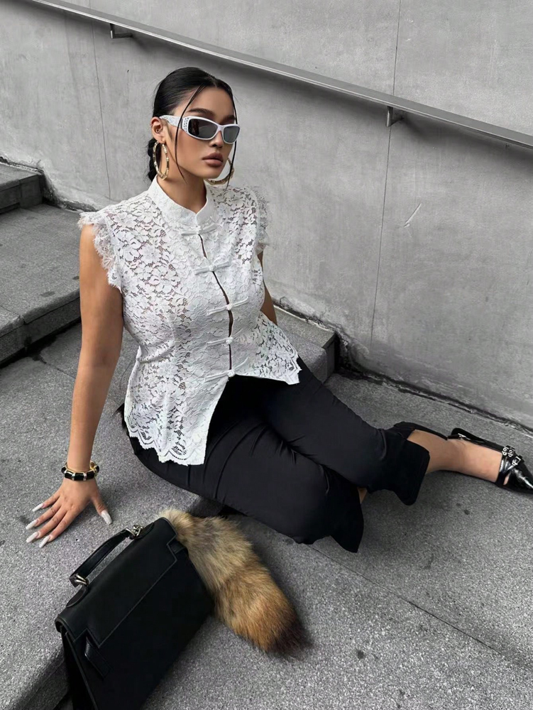 Plus Size Elegant Lace Blouse, - Shirt Camp Collar recensione e prezzo