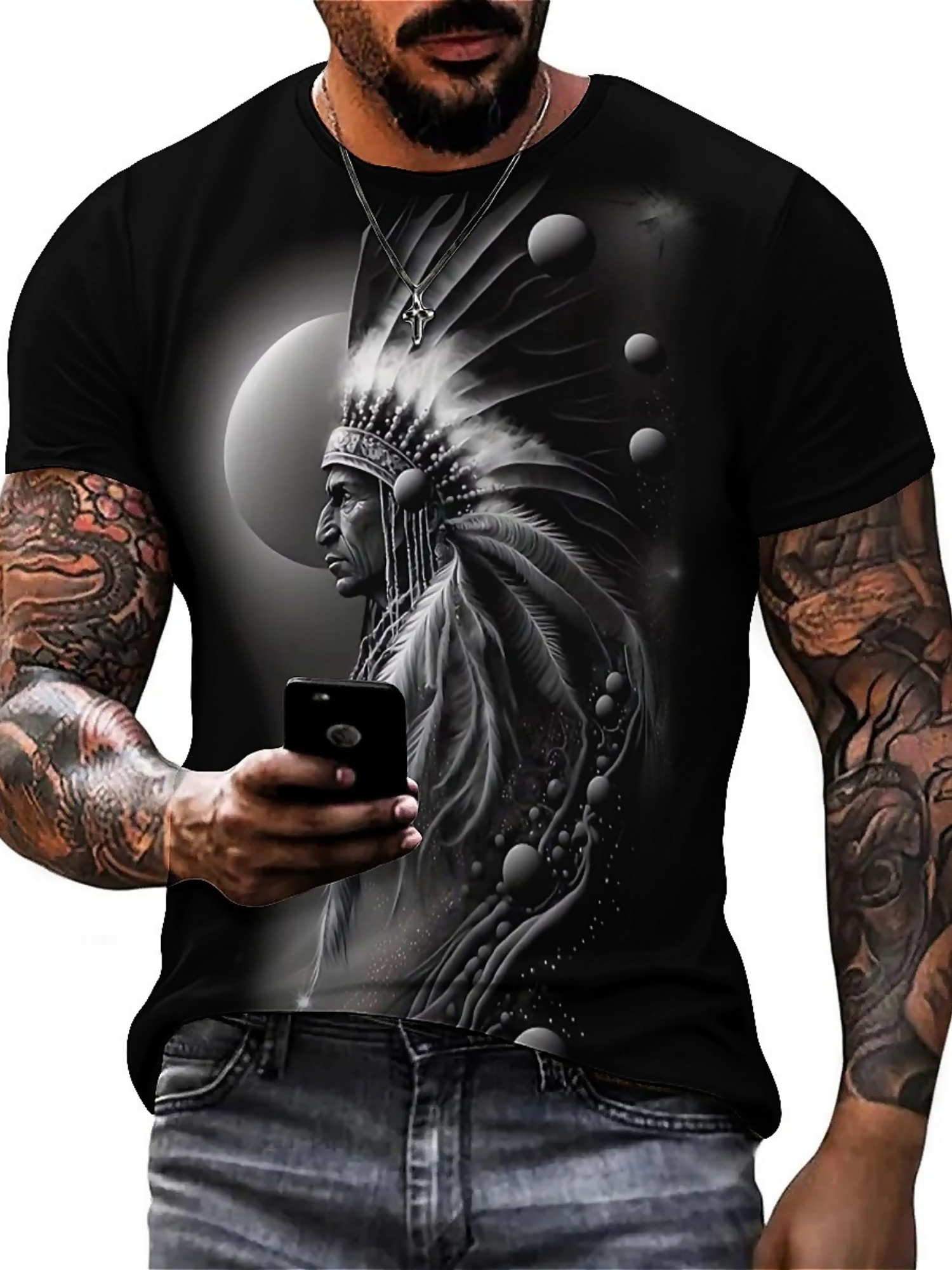 Men's 3D Printed Tribal Chieft - Tee Graphic Print recensione e prezzo