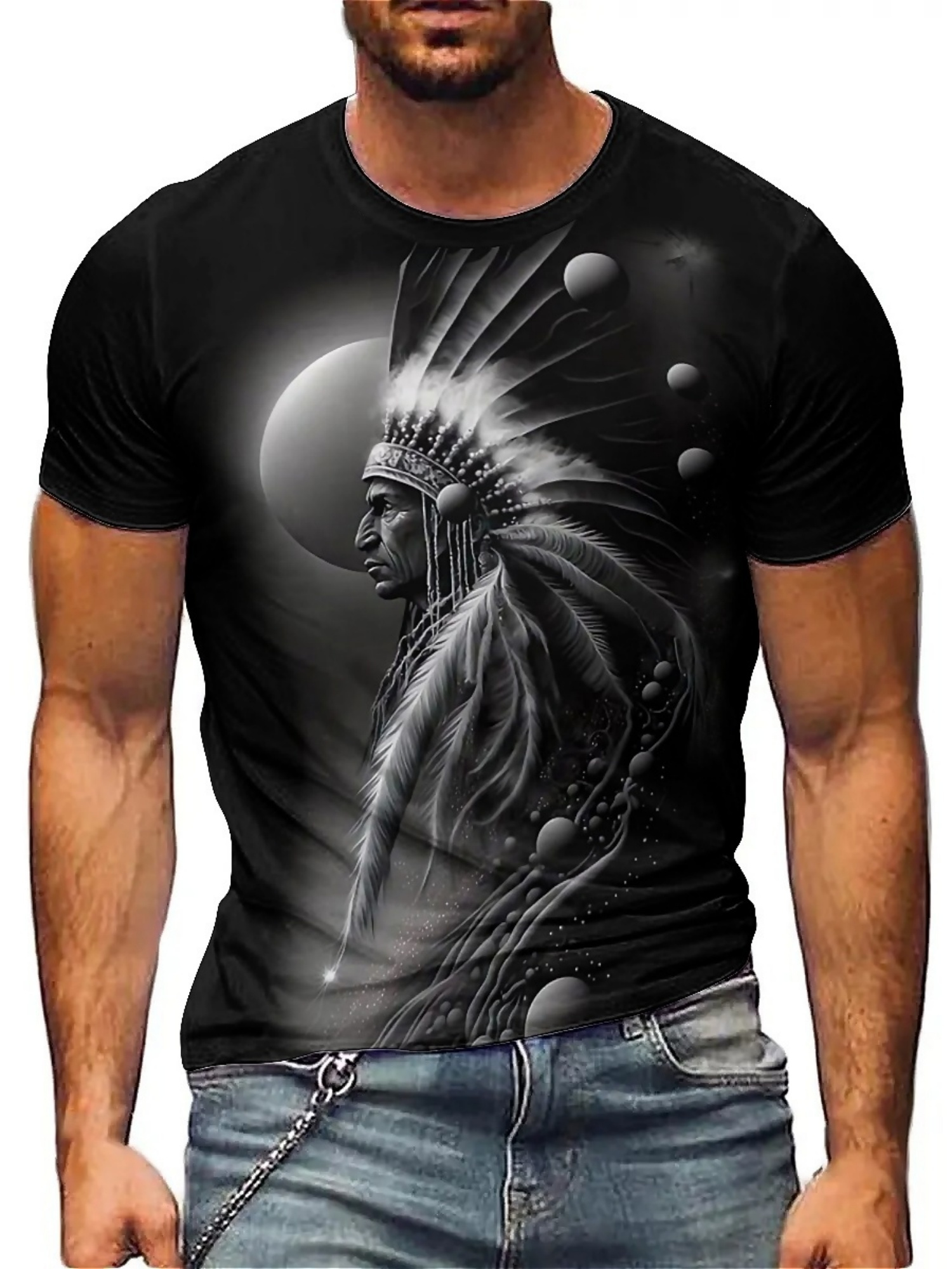 Men's 3D Printed Tribal Chieft - Tee Graphic Print recensione e prezzo