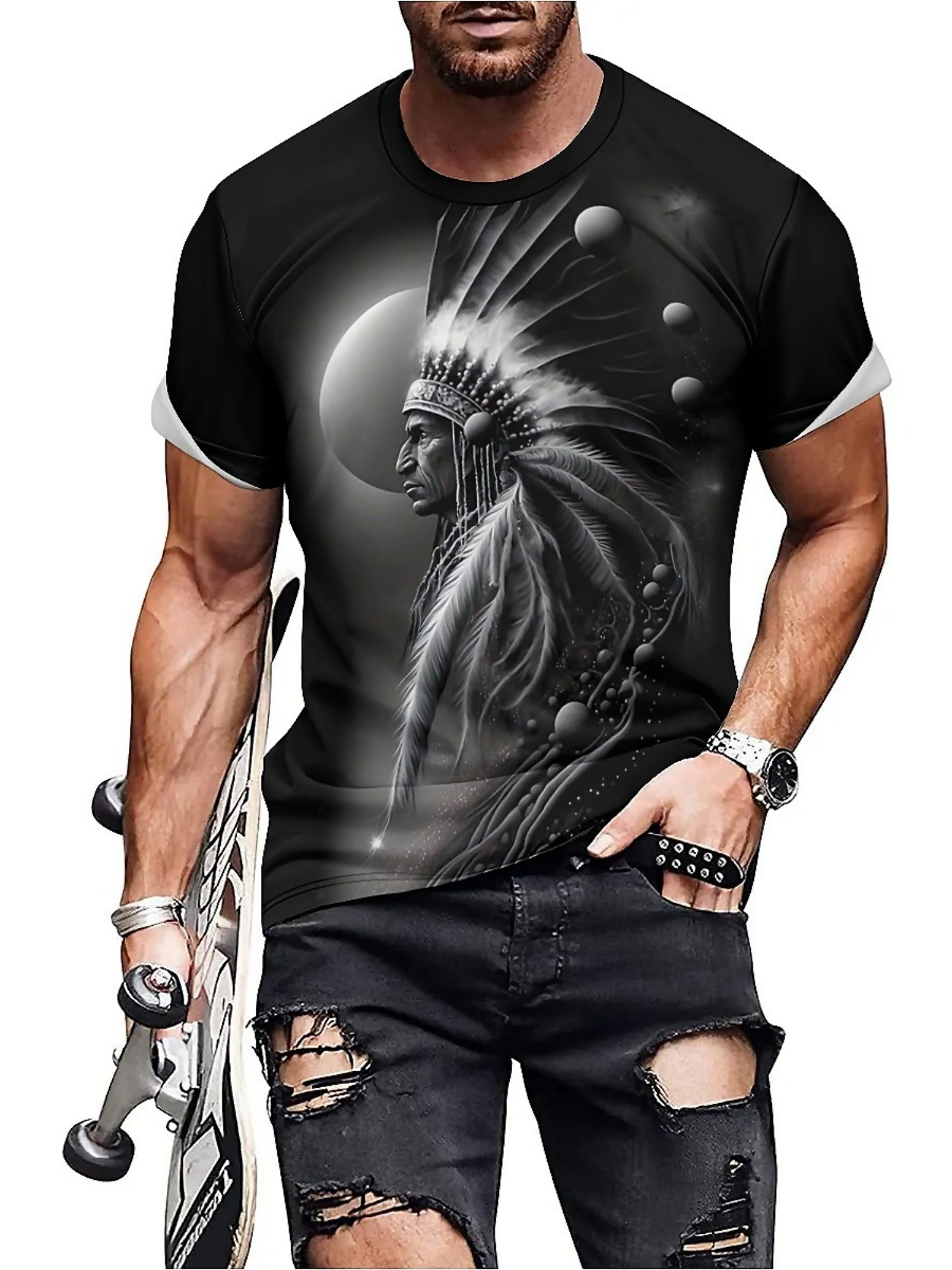 Men's 3D Printed Tribal Chieft - Tee Graphic Print recensione e prezzo