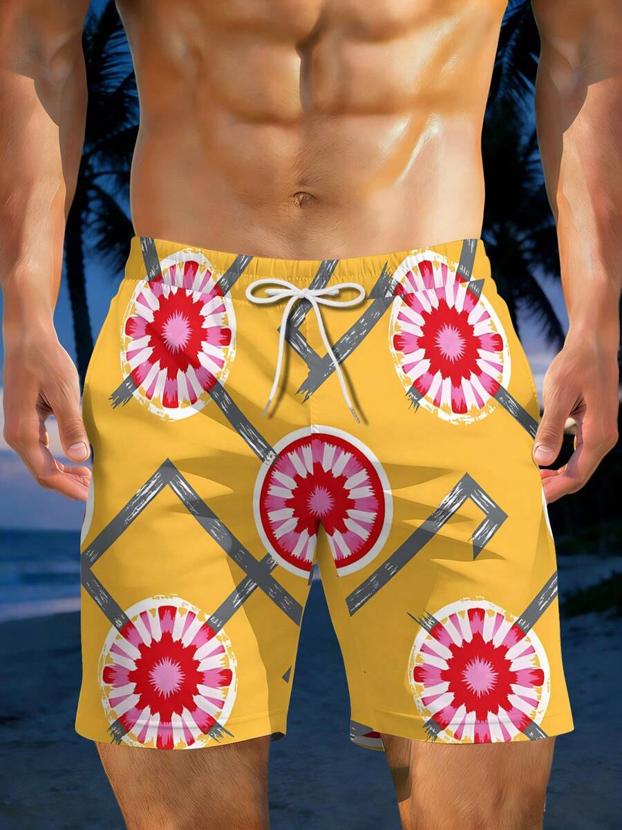 Mens Geometric Floral Print Be - Swim Trunk Quick Dry recensione e prezzo