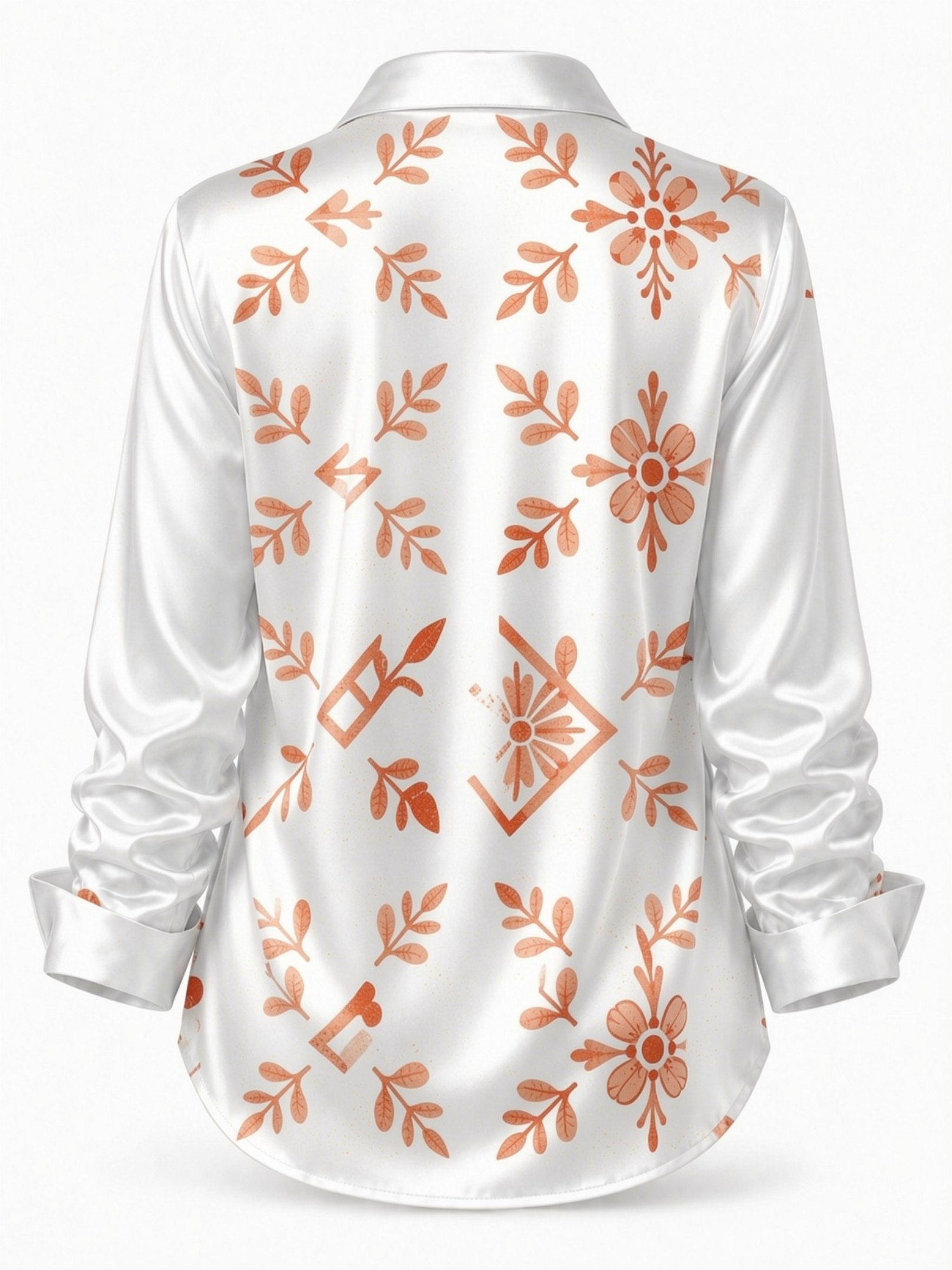 Cream Orange Floral Satin Blou - Resort Shirt Floral recensione e prezzo