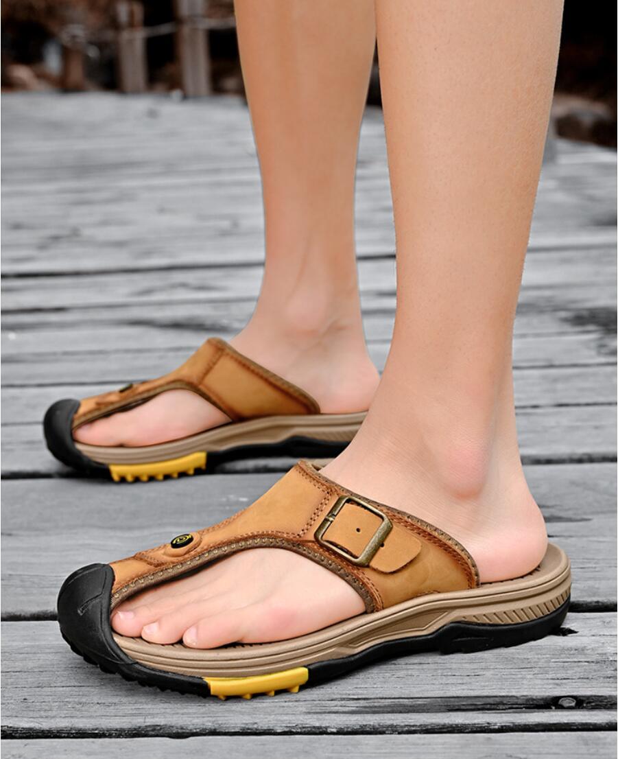 Genuine Leather Sandals Men Br - Flip Flop Leather Men recensione e prezzo