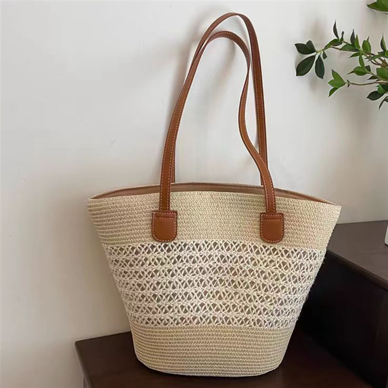 Large Capacity Straw Woven Bag - Bucket Hat Straw recensione e prezzo