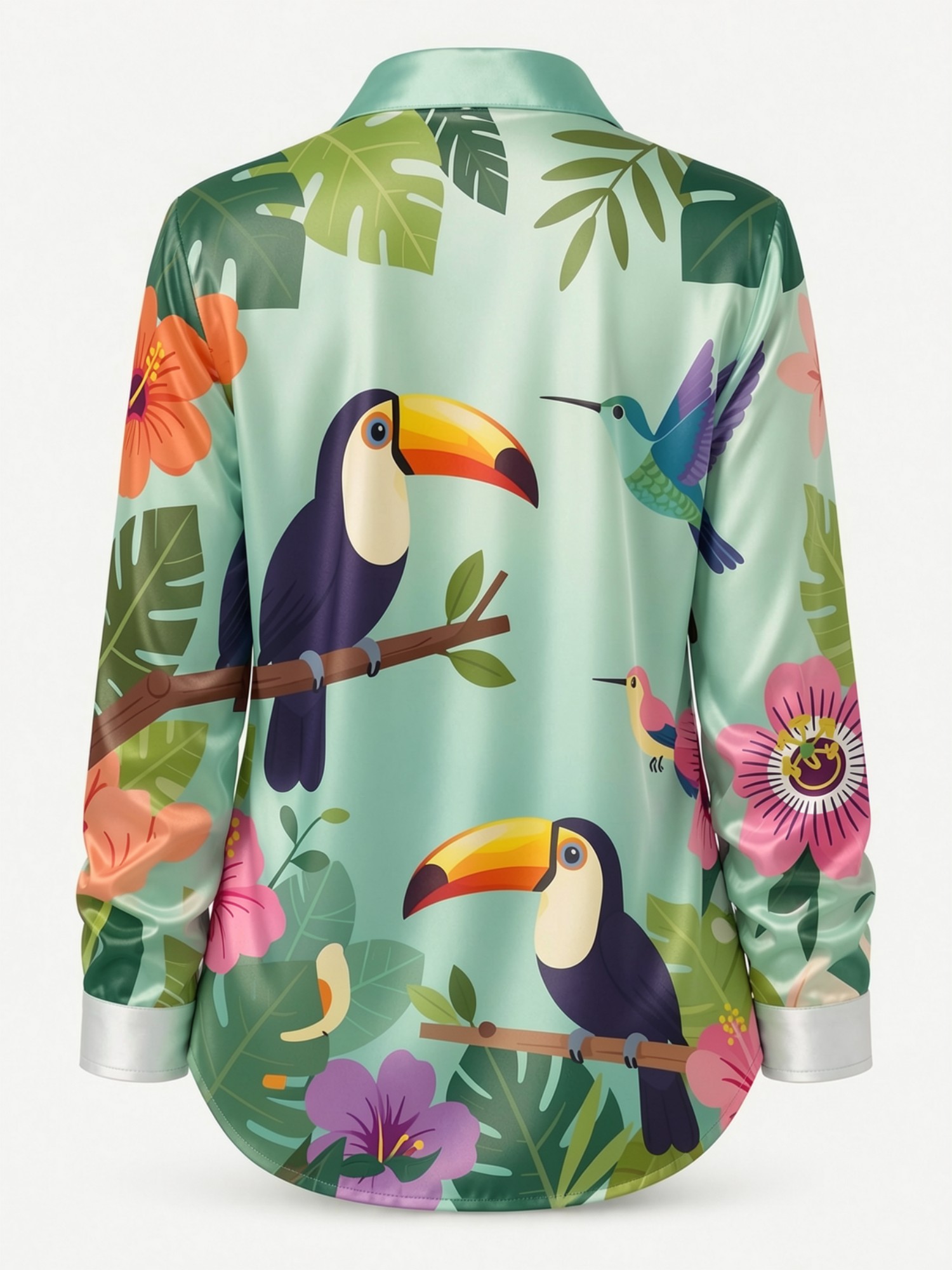 Mint Toucan Satin Button Shirt - Resort Shirt Floral recensione e prezzo