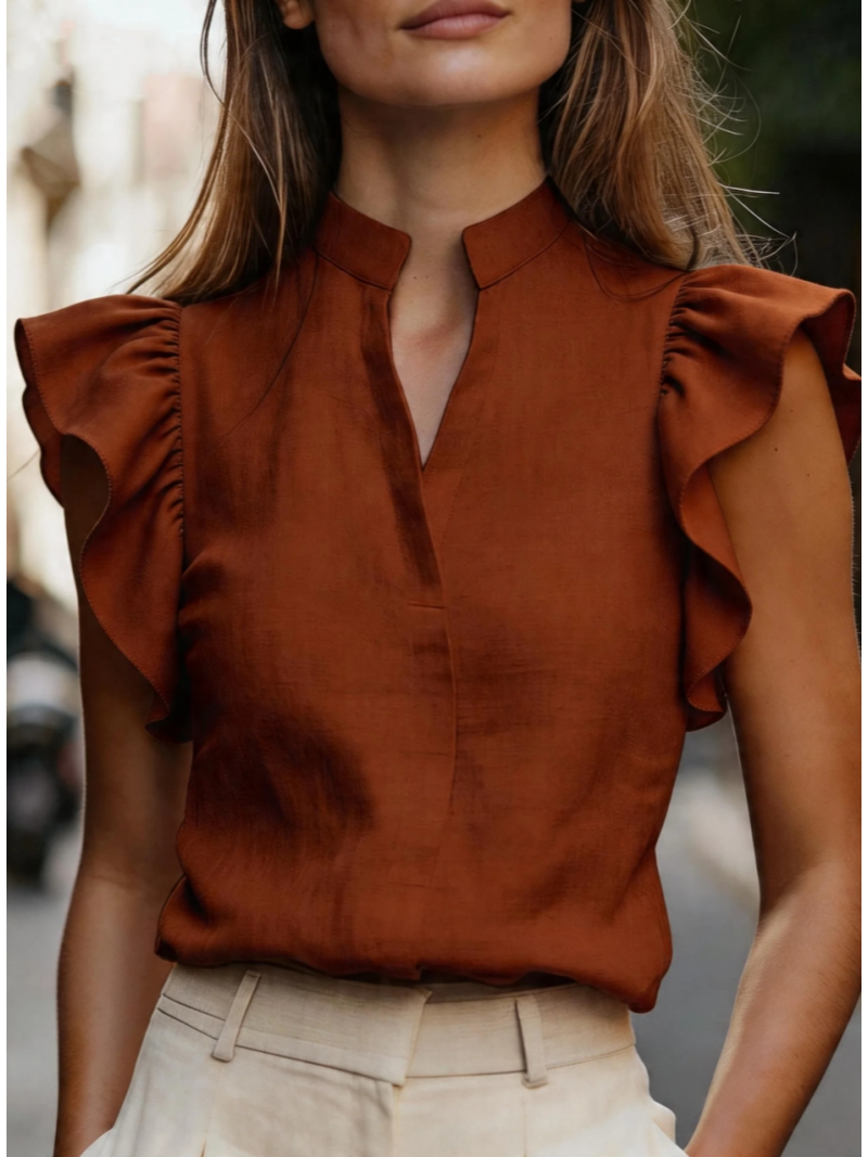 Sleeveless Ruffle Sleeve Top S - Shirt Camp Collar recensione e prezzo