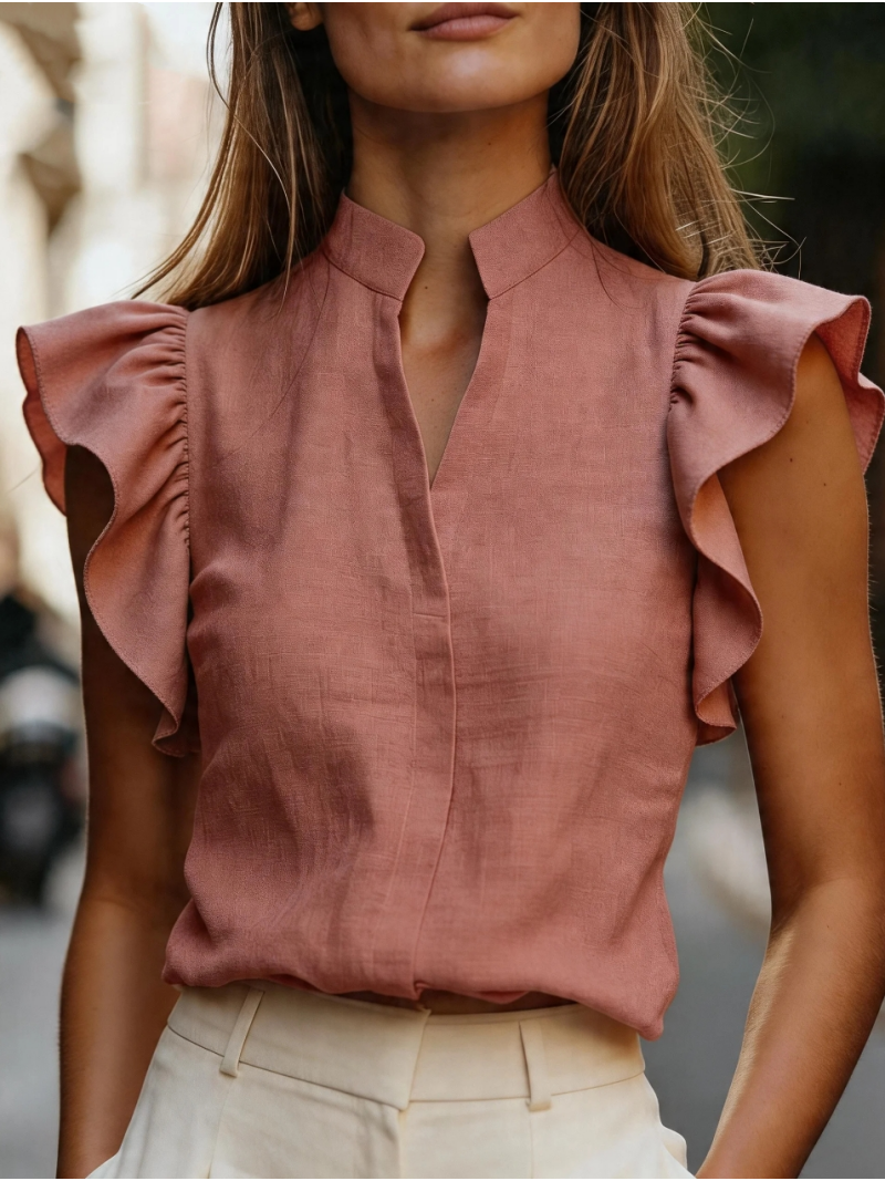 Sleeveless Ruffle Sleeve Top S - Shirt Camp Collar recensione e prezzo