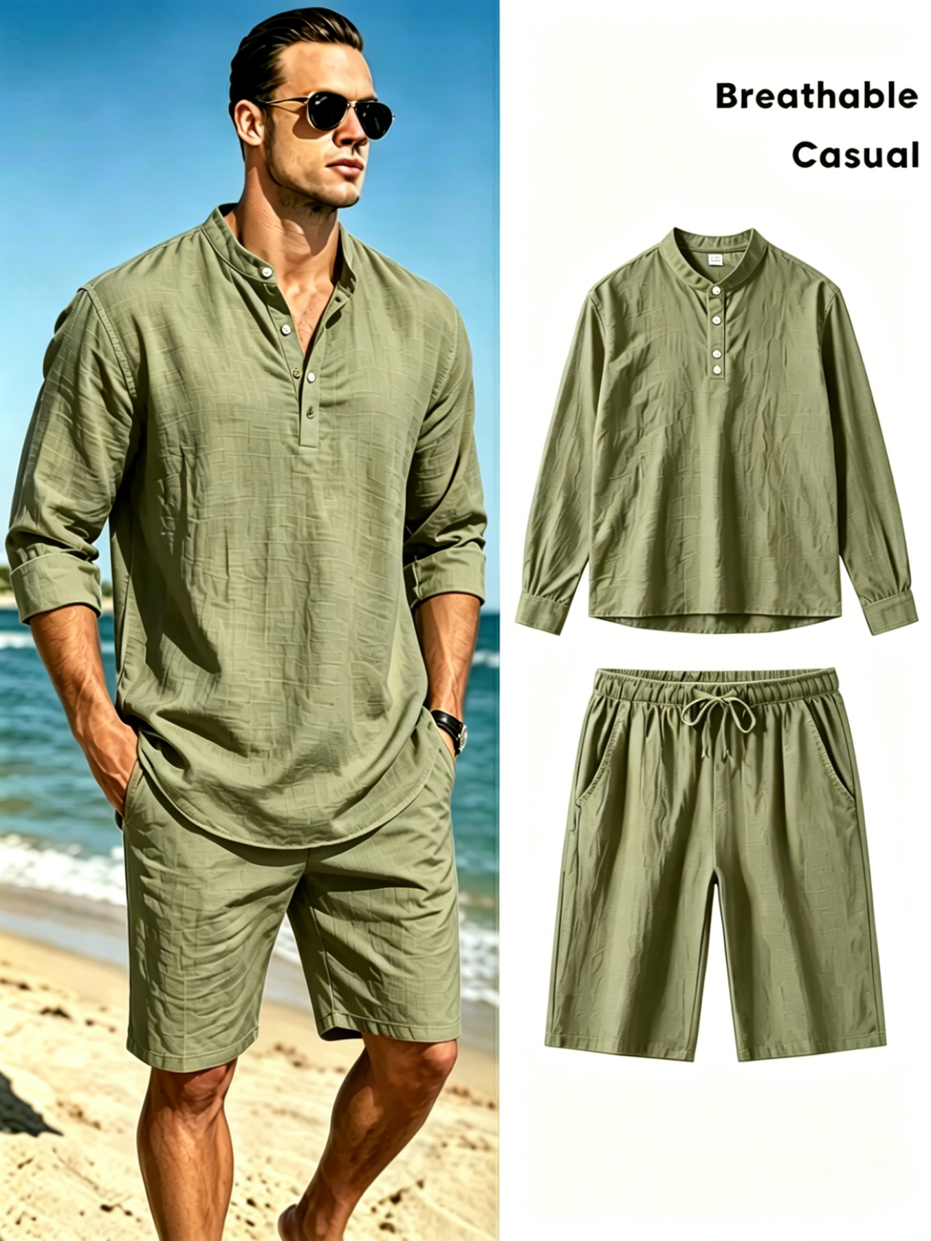 mens cotton linen henley shirt - Linen Shirt Breathable recensione e prezzo