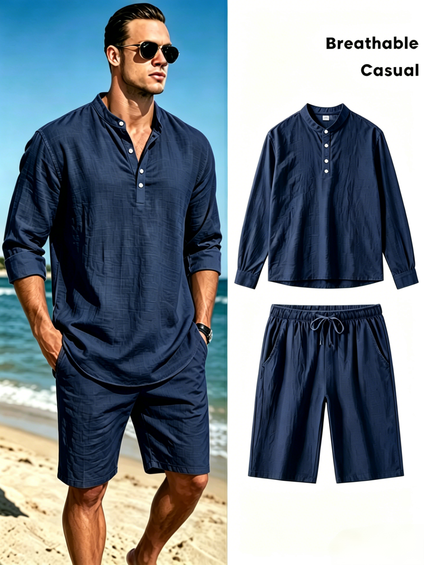 mens cotton linen henley shirt - Linen Shirt Breathable recensione e prezzo