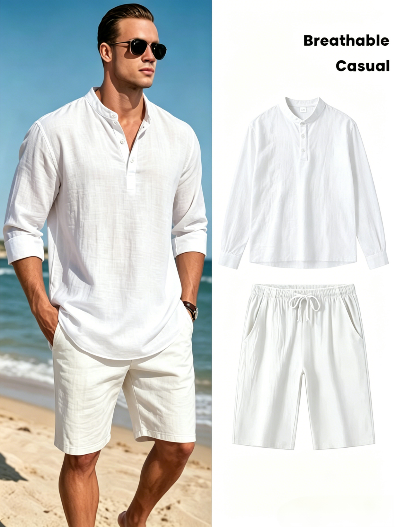 mens cotton linen henley shirt - Linen Shirt Breathable recensione e prezzo