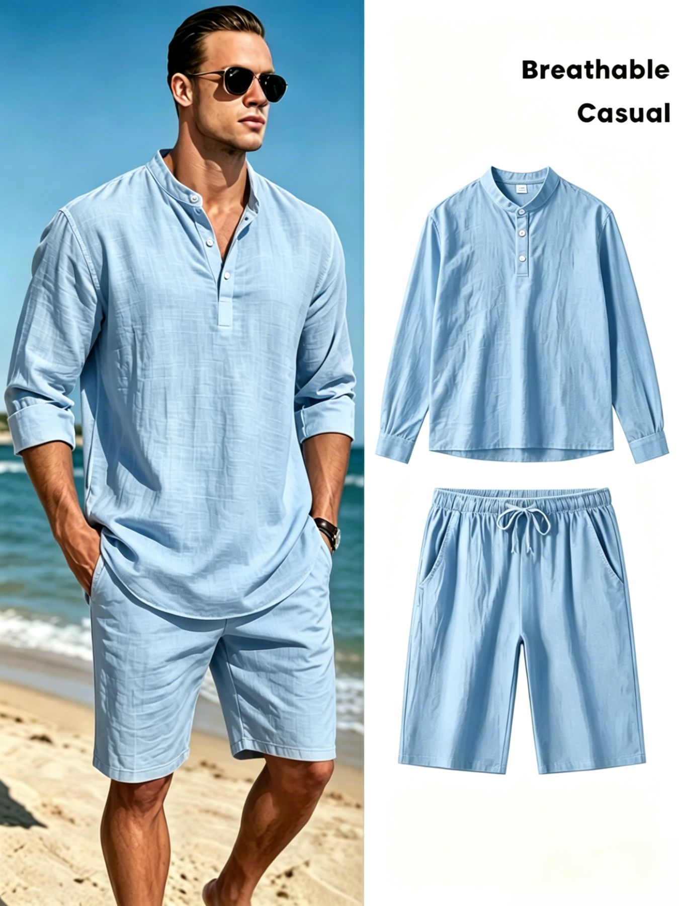 mens cotton linen henley shirt - Linen Shirt Breathable recensione e prezzo
