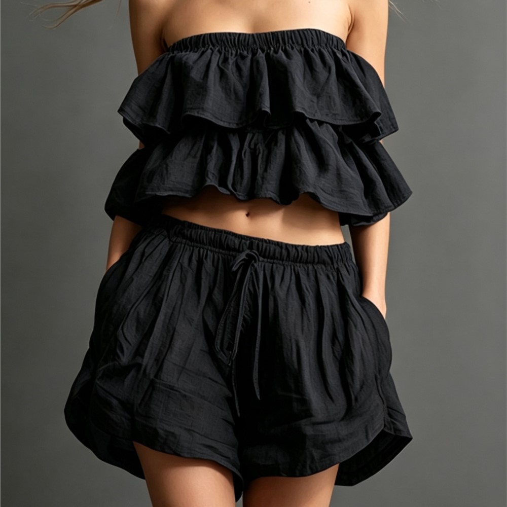Ruffled Chest-wrapped Short To - Short Linen Drawstring recensione e prezzo