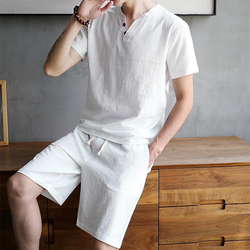 Men's Cotton Linen Set T-shirt - Linen Shirt Breathable recensione e prezzo