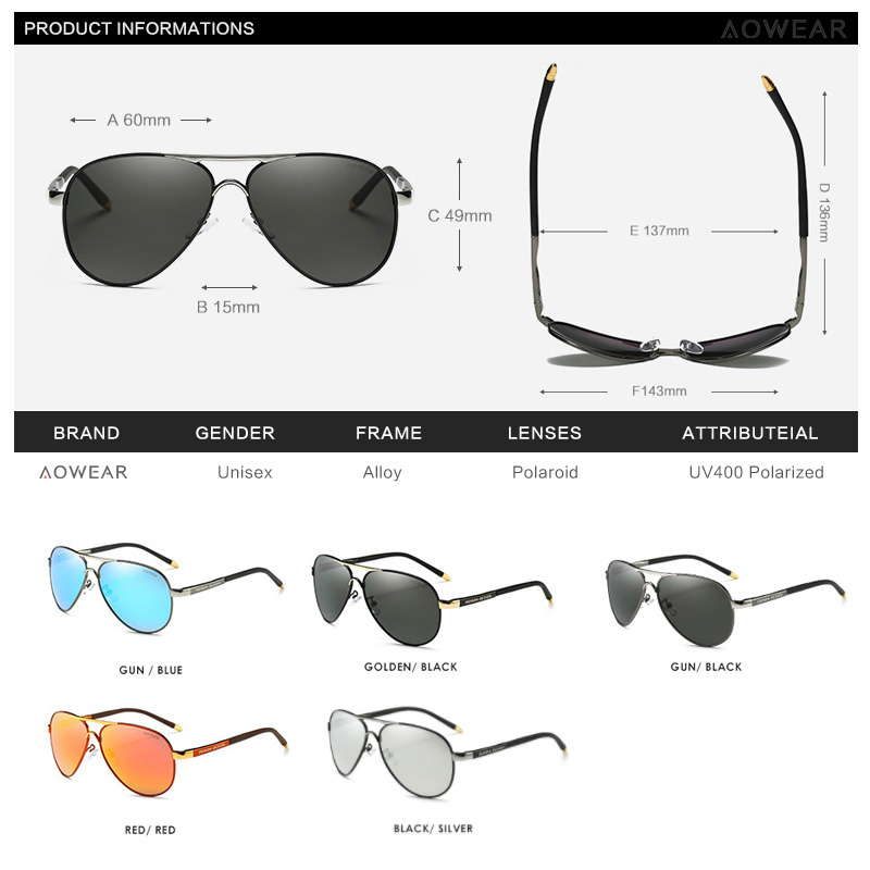 AOWEAR Men's Aviation Sunglass - Sunglasses Aviator Polarized recensione e prezzo