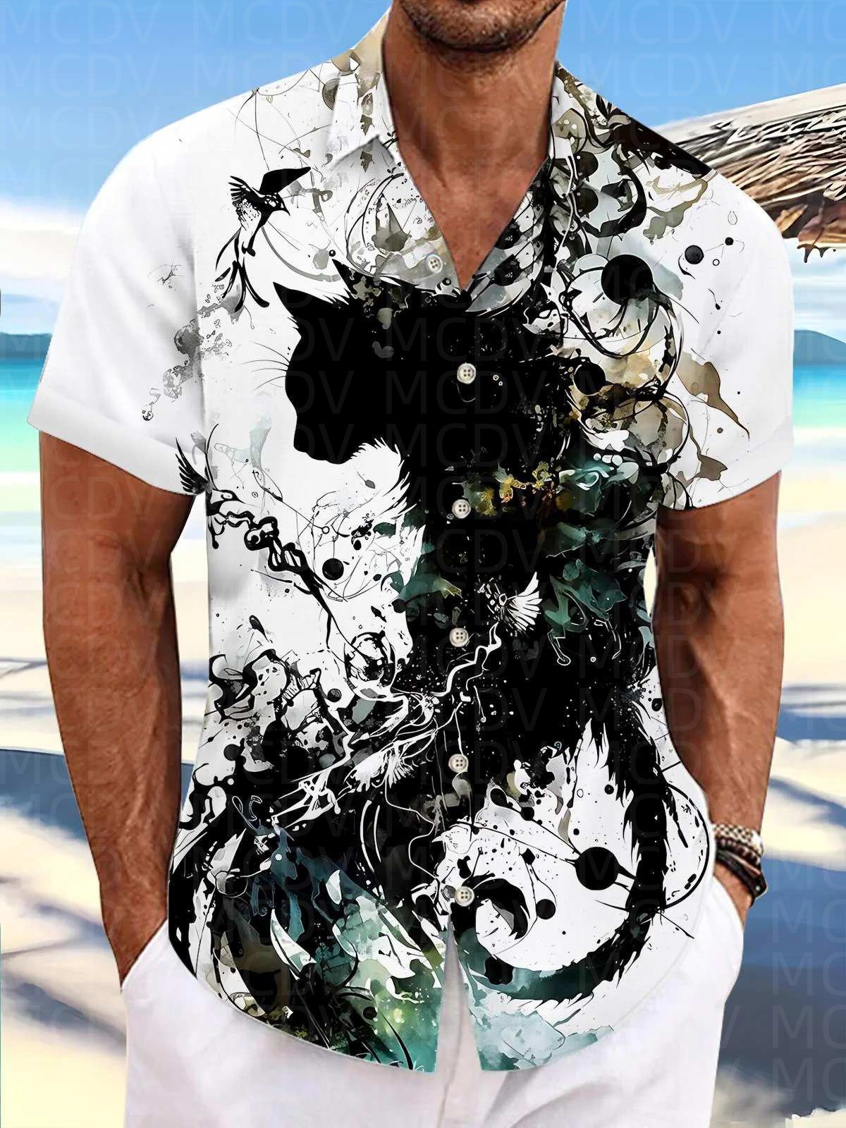 Motorcycle Pattern Men's Hawai - Shirt Camp Collar recensione e prezzo