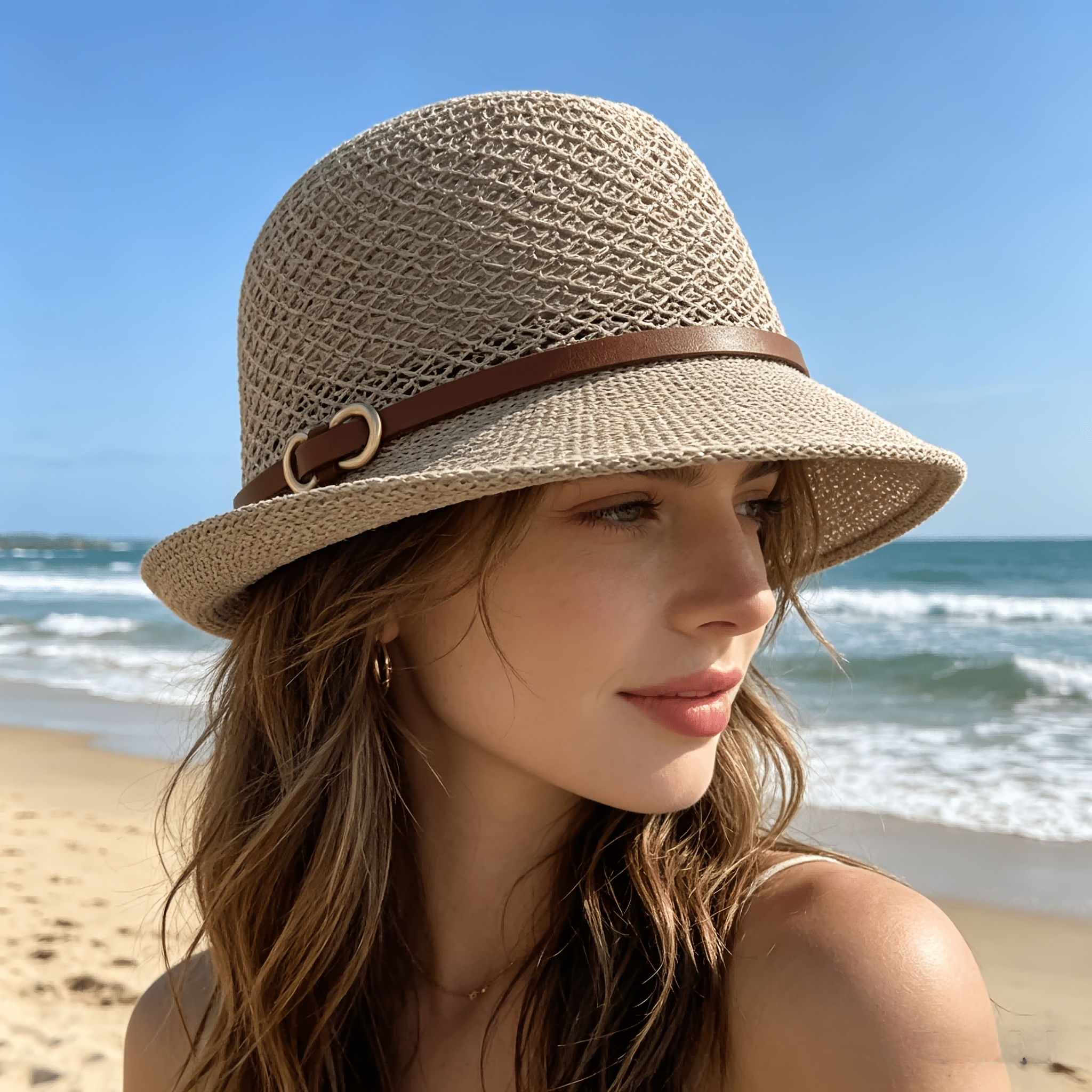 Elegant women's beach straw ha - Bucket Hat Straw recensione e prezzo