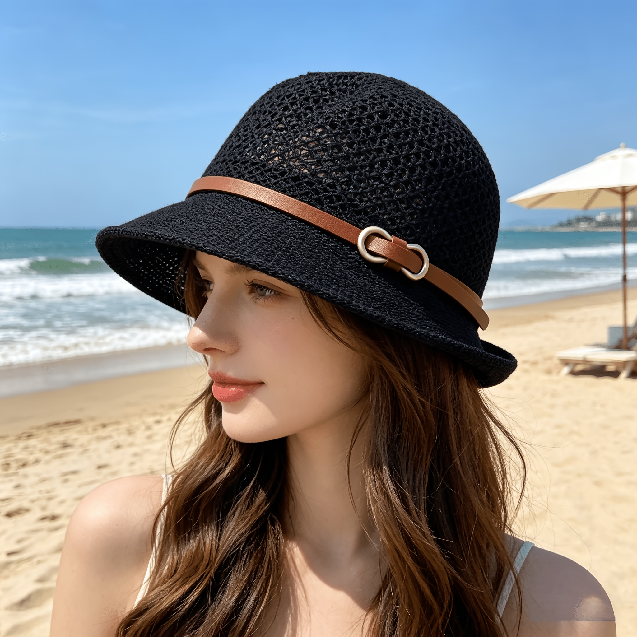 Elegant women's beach straw ha - Bucket Hat Straw recensione e prezzo