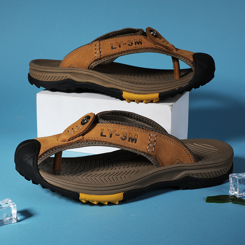 New Men's Genuine Leather Flip - Flip Flop Leather Men recensione e prezzo