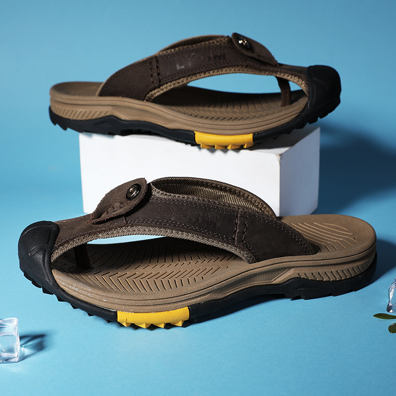 New Men's Genuine Leather Flip - Flip Flop Leather Men recensione e prezzo