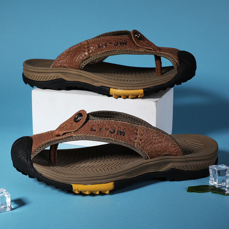 New Men's Genuine Leather Flip - Flip Flop Leather Men recensione e prezzo