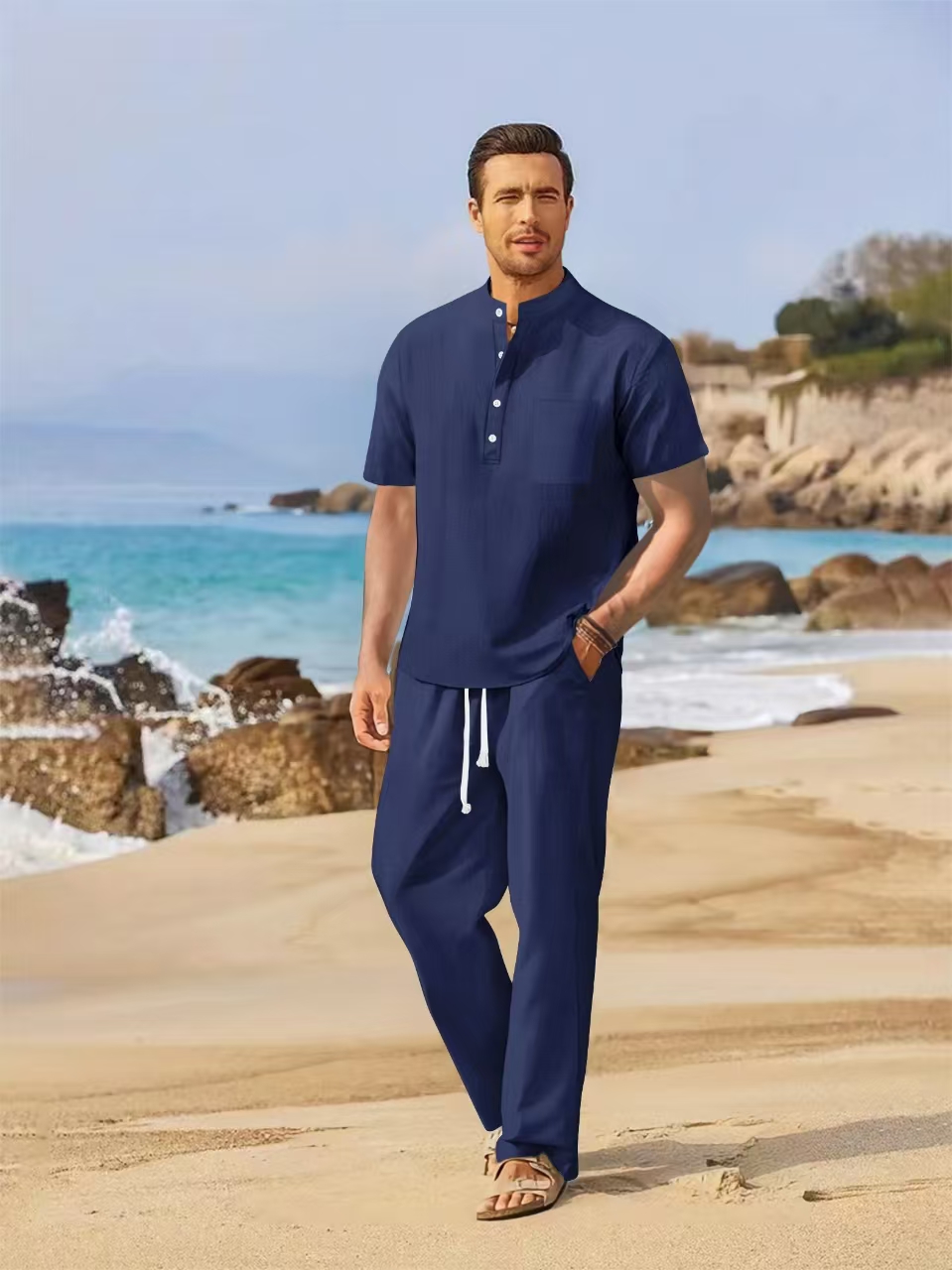 Summer men's cotton and linen  - Short Linen Drawstring recensione e prezzo