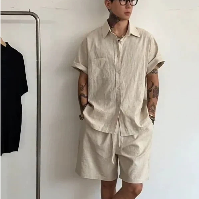 Mens Linen Cotton 2 Piece Set  - Linen Shirt Breathable recensione e prezzo