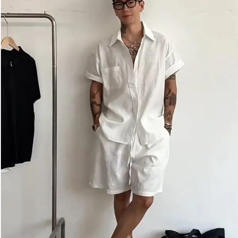 Mens Linen Cotton 2 Piece Set  - Linen Shirt Breathable recensione e prezzo