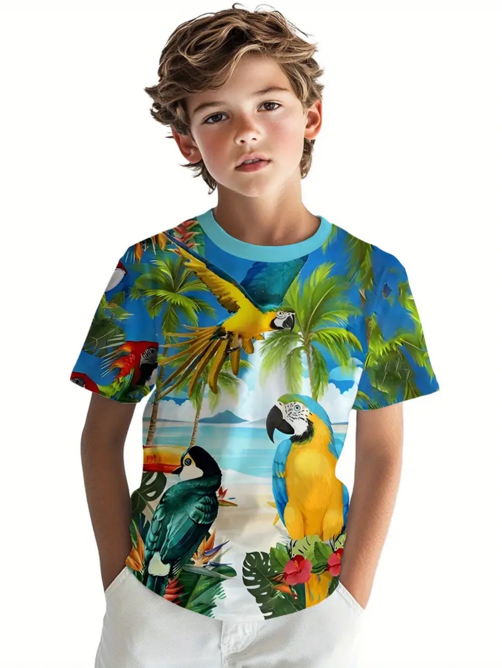 Kids' Tropical Macaw Parrots B - Tee Graphic Print recensione e prezzo