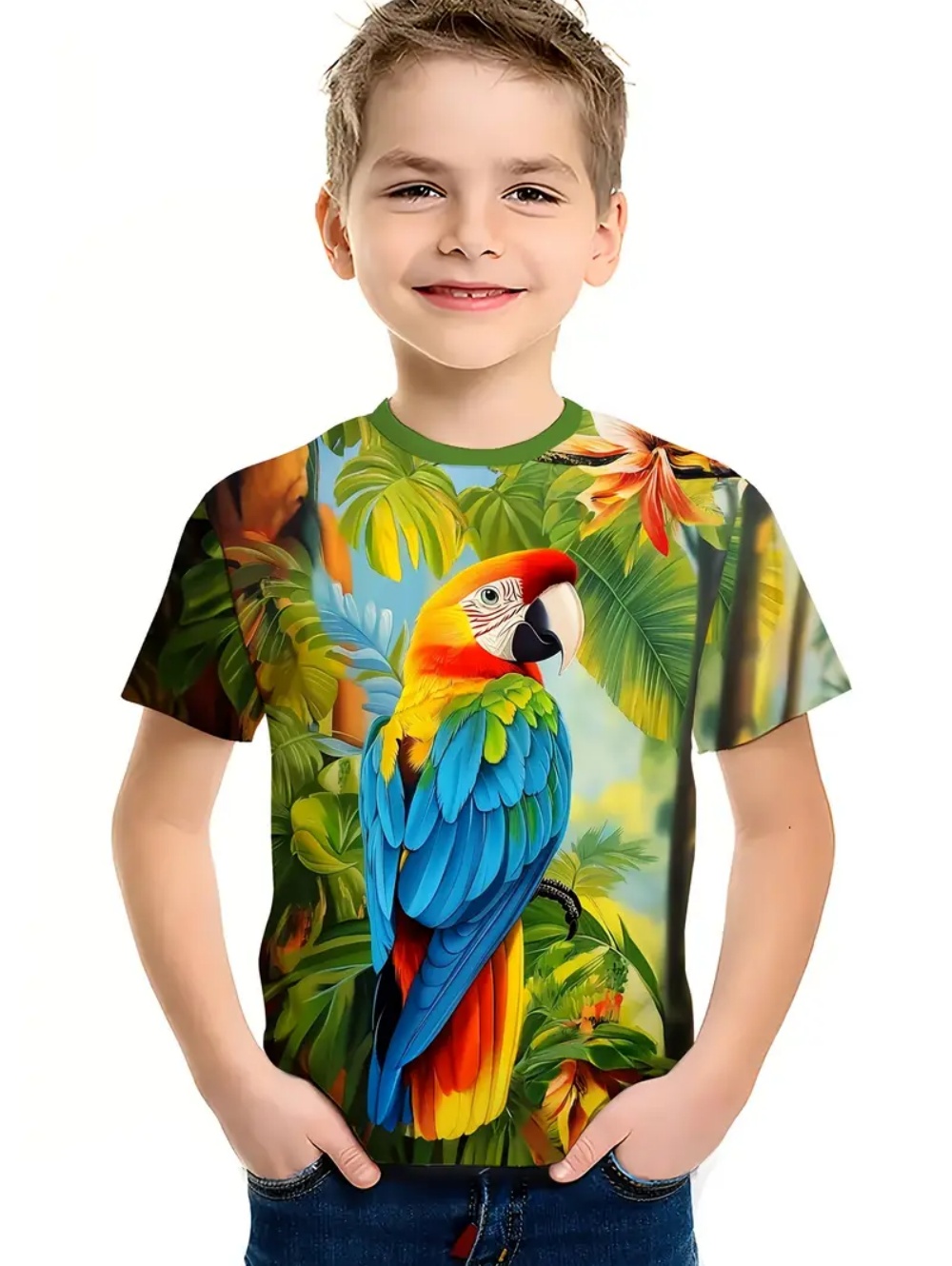 Kids' Tropical Macaw Parrots B - Tee Graphic Print recensione e prezzo