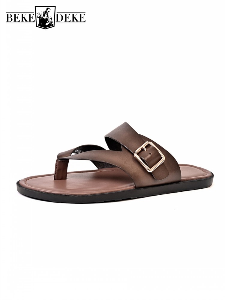 Outside Summer Mens Flat Shoes - Flip Flop Leather Men recensione e prezzo