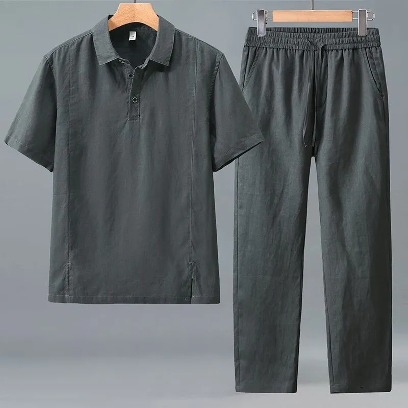 Men Plus Size Summer Linen Two - Short Linen Drawstring recensione e prezzo
