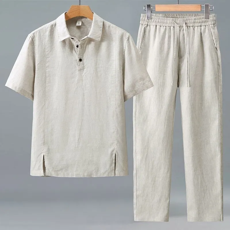 Men Plus Size Summer Linen Two - Short Linen Drawstring recensione e prezzo