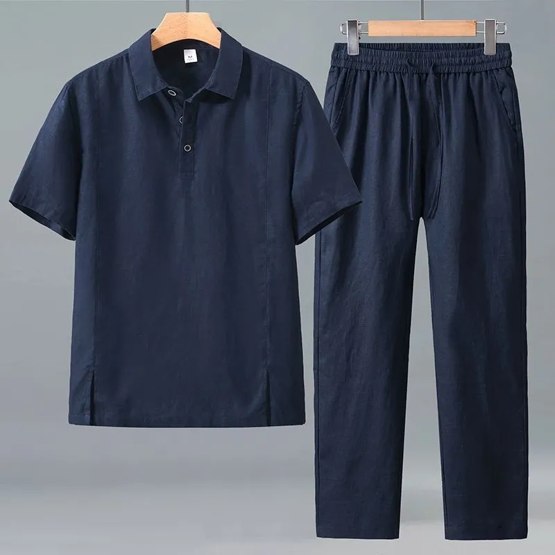 Men Plus Size Summer Linen Two - Short Linen Drawstring recensione e prezzo