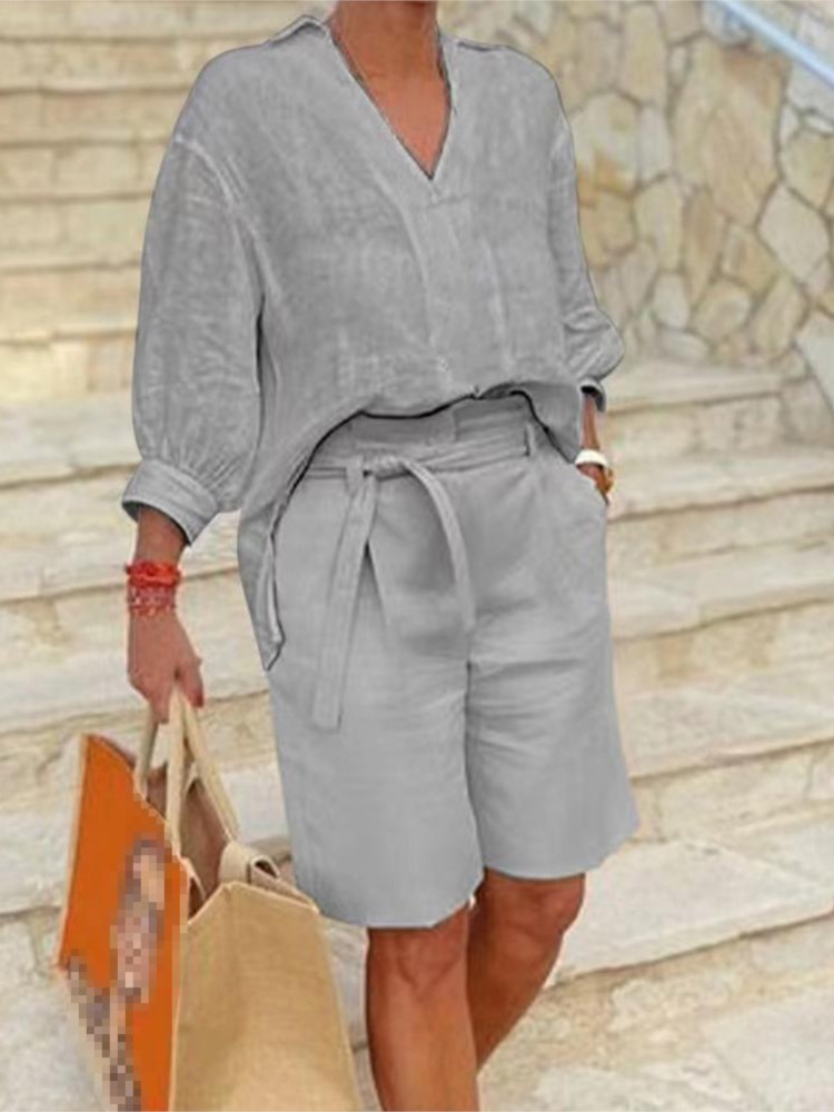 Women Suits Elegant Style Two  - Linen Shirt Breathable recensione e prezzo