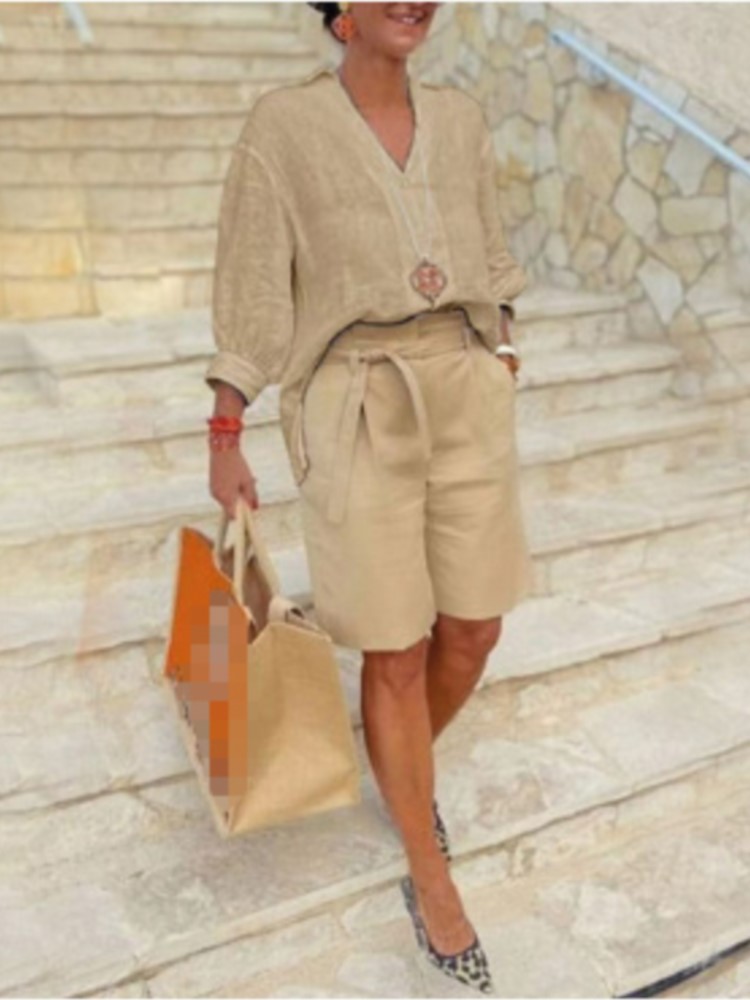Women Suits Elegant Style Two  - Linen Shirt Breathable recensione e prezzo